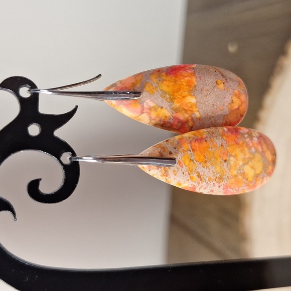 Elegant Orange Stone Drop Earrings - Picture 1 of 4